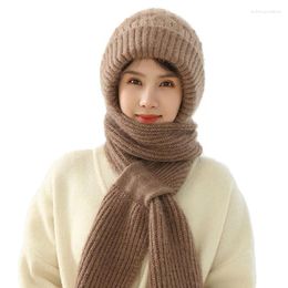 Scarves Winter Warm Women Hoodie Hat Scarf Soft Knitted Plush Thick Hooded Shawl Wrap Head Easy To Tie