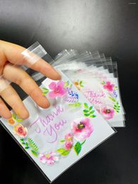 Gift Wrap 100pcs Flower Printed Self-sealing Bag DIY Candy Decorative Bags Thank You Opp For Wedding Birthday Party
