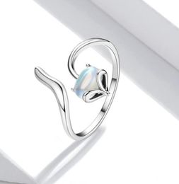 New Original Jewellery With Side Stones Moonstone Fox Open Ring Special Niche STYLE CRYSTAL JEWEL S925 Silver Ring81720252113089