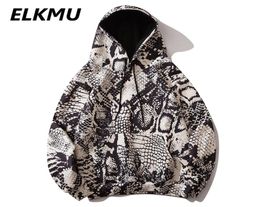 ELKMU Python Snake Skin Print Hoodie Men Hip Hop Streetwear Snakeskin Print Sweatshirts Autumn Hooded Pullover Male Tops HE256 2011022362