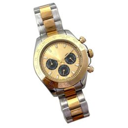 Classic Luxury Mens Watches Top Brand Men gold Designer watch Fashion stopwatch Stainless Steel band chronograph movement wristwat9451304