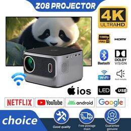Projectors Z08 Full HD 1080P Projector 4K 500ANSI 11500Lumens Android/iOS WiFi LED Video Movie Projector LED Home Theater Beam Toy J240509