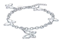 High quatity !Butterfly Bracelet sterling silver pted bracelet SPB537;high quatity fashion men and women 925 silver Charm Bracelets5259147