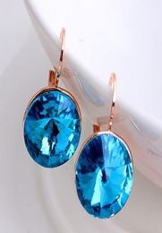 Blue Earing Genuine Austrian Crystal Stud Earrings For Women Wedding Gold Earings Fashion Jewelry 2020 Drop Jewellery3583178