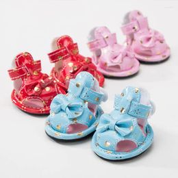 Dog Apparel Arrivals Pet Shoes Summer PU Bows For Chihuahua Yorkshire Pink Blue Red Princess Puppy Cats Pugs Products