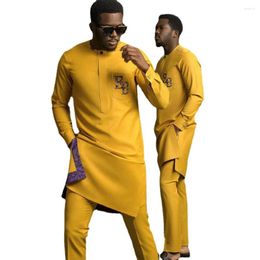 Ethnic Clothing Mens African (Top Pants) Set 2 Pieces Outfit Men Clothes Riche Traditional Dashiki Suit