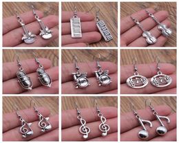 Charm Musical Jewellery Earrings Musical Note Microphone Drum Guitar Violin Shaped Dangle Drop Earrings For Girls Women5379993