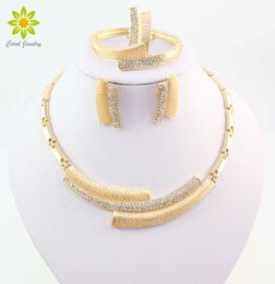 Fashion Wedding Bridal Crystal Rhinestone Jewellery Sets African Beads Dubai Gold Colour Statement Jewellery Costume7573416