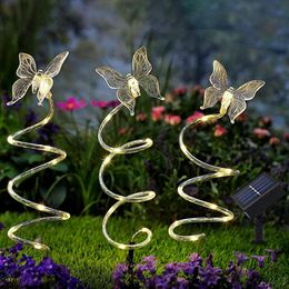 Pathway Lights Outdoor Set of 3, Solar Powered 45 LED Spiral Tree Butterfly Garden Decoration Landscape with 8 Lighting Modes for Path, Yard, Lawn-butterfly