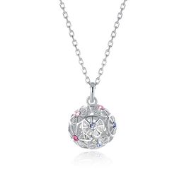 Sterling Silver Necklaces Crystal From Swarovski Elements S925 Silver Coloured Ball Pendant Necklace Trendy Ladies Christmas Gifts POTAL 236S