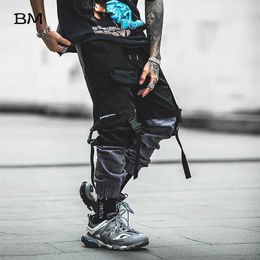 Men's Pants Hip Hop Jogger Mens Korean Street Clothing Techwear Mens Modis Casual Cargo Pants Fashion Spliced Black Kpop TrousersL2405