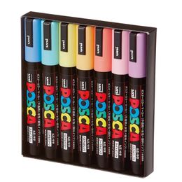 Uni 7 Pastel Posca Paint Markers Pen PC-5M 7C Medium Posca Markers with Reversible Tips Acrylic Paint Pens Posca Pens 240506