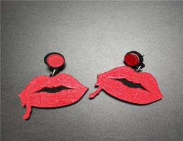 Halloween Bat Dangle Earring for Woman Glitter Red Blood Lip Gothic Women Acrylic Jewelry7711636