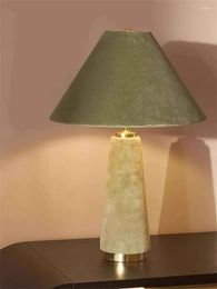 Table Lamps Green Cotton Velvet Cloth Bedside Lamp Villa Living Room Bedroom Study Lights Decoration Atmosphere Lighting