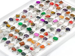 20pcslot Mix Lot Men039s Ring Natural Stone Rings For Collection Lovers Whole Fashion Party Gift Jewelry3073029
