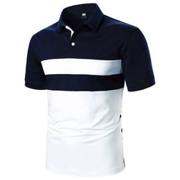 Men's Polos Men T-Shirt Men Short Slve T-Shirt Two Color Splicing T-Shirt New Urban Business Polo Casual Fashion Men Lapel Top Y2405102XRX