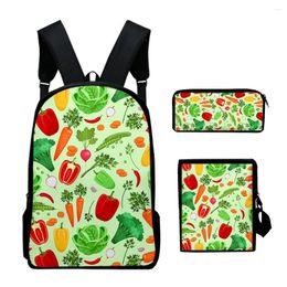 Backpack Harajuku Cool Cartoon Food 3D Print 3pcs/Set Pupil School Bags Laptop Daypack Inclined Shoulder Bag Pencil Case