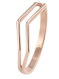 Cluster Rings Real Pure 18K Rose Gold Band Women Lucky Hollow Geometry Ring 1.27g/US Size 5.5