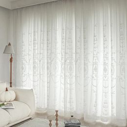 White Embroidered Tulle Curtains for Living Room Luxury European Sheer Curtain Hall Rideaux Voilage Treatment Home Customise 240430