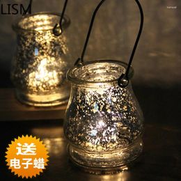 Candle Holders Luxury Vessels Jars Holder Candlestick Romantic Round Hollow Glass Holde Atmosphere