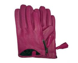 Imported Genuine Leather Touchpad Sensible Gloves Womens Autumn and Winter Thin Fleece Thickened Warm Driving Zip Tassel Short Goa1905954