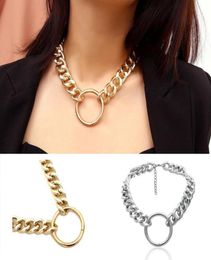 Vintage Punk Chunky Curb Chain Necklace For Women Elegant Gold Silver Collar Choker Sweater Chain Necklace92840104584160