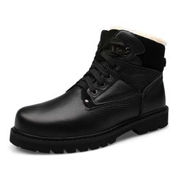 Winter Men Ankle Genuine Leather Military Combat Tactical Snow Boots Work Shoes Botas Militares Hombre Plus Big Size 48 49