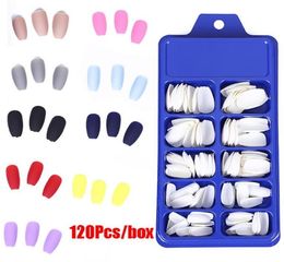 120Pcsbox Matte Full Cover Fake Nails Ballerina Coffin False Nails Manicure Artificial Glue DIY Manicure Nail Art Tools2431032