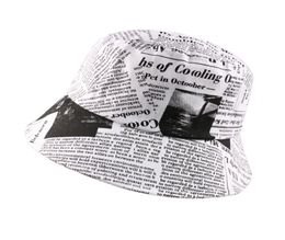 Black White Letter Newspaper Print Sun Hat Fashion Fisherman Hats Men Women Street Hip Hop Bucket Hat Fishing Cap4102300