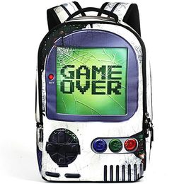 Game Over backpack Player daypack Cool school bag Street packsack Print rucksack Picture schoolbag Photo day pack