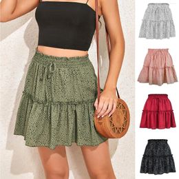 Skirts For Women Plus Size High Waist Ruffle Skirt Print Swing Beach Mini Women'S Clothing Trend 2024 Faldas Para Mujeres
