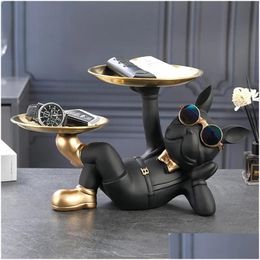 Decorative Objects Figurines Bldog Animal Cool Dog Statue Scpture Living Study Room Bedroom Decor Home Interior Decoration Accessories Dhxne
