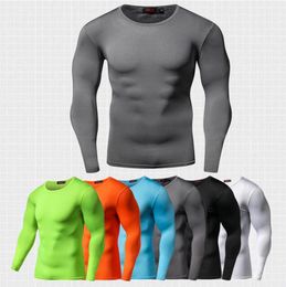 Designer Men039s TShirts arrival Quick Dry Compression Shirt Long Sleeves Training tshirt Summer Fitness Clothing Solid Colour 2360146