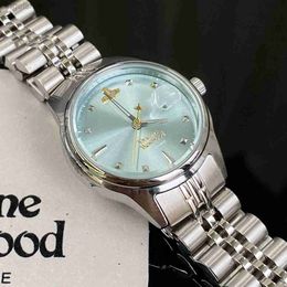 Empress Dowager Womens Watch Broken Ice Blue Small and Popular Light Luxury Fashion Waterproof Calendar Couple Quartz Watch925k