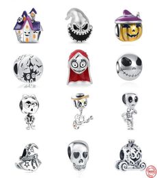 925 Sterling Silver Dangle Charm DIY Halloween Skull Exquisite Beads Bead Fit Charms Bracelet DIY Jewelry Accessories8036304