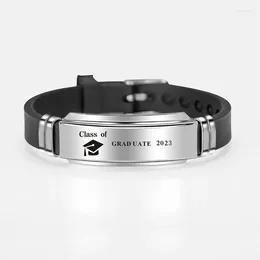 Charm Bracelets Gradation Bracelet Sport Stainless Steel Adjustable Silicone Bandles For Gradate Inspirational Fashion Commemorative Gift