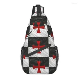 Backpack Flag Of Knights Templar Sling Chest Bag Custom Medieval Crusades Cross Shoulder Crossbody For Men Traveling Daypack