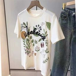 Women's T-Shirt Mori Girls Swt Floral Printed Aesthetic T Shirts Korean Vintage Flower T-shirt O-neck Casual Cotton Ts Summer All-match Ts Y240509