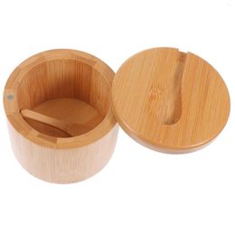 Storage Bottles Bamboo Seasoning Jar Condiment Kitchen Supply Glass Tea Kettle Multi-function Spice Containers Holder Castor