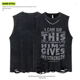 Men's Tank Tops Y2K American Style Sleeveless Top Gothic Emo Vintage Graphic Alphabet Printed Vest Hip-Hop Streetwear T-shirt Men