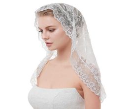 2019 White Black Veil Bridal Mantillas Chapel Veils Muslim Veil Head Covering Lace Catholic Veil Mantilla Welon Slubny X07264896301