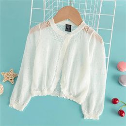 Jackets Beach Thin Girls Outerwear Kids Cardigan Cute White Cotton Jacket For 1 2 3 4 6 8 10 Years Old Clothes OGC225439