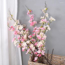 Decorative Flowers Artificial Cherry Spring Plum Peach Blossom Branch Silk Flower Tree Decor Home Dining Room DIY Wedding Decoration