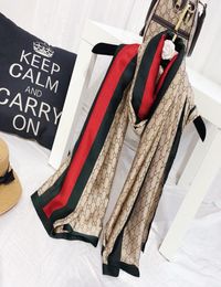 Simulated silk scarf women039s stripe letter spring and summer tourism sunscreen beach towel long scarf Bib8914741