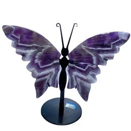 Natural Dream Amethyst Butterfly Wings Crystal With Stand Energy Gemstone Healing Stone 240430