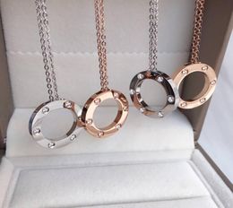 Rose gold Pendant Necklace Titanium Steel Love Pendant Party Wedding Necklace Classical Never Fade Fashion Jewelry Without box4906326