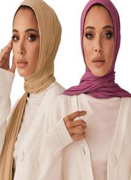 Scarves Whole Muslim Stretch Jersey Scarf Shawls Hijab Cotton Women Long Fashion Turban Wraps 17060cm 20pcslot5413577
