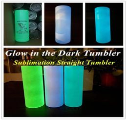 Glow in The Dark 20oz STRAIGHT Tumbler with Luminous paint magic Drinkware Bottles DIY Sublimation Whole Drinkware FY44678394672