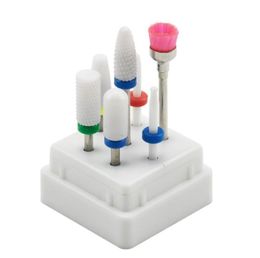 7 Pcs Ceramic Nail Drill Bits Set with Box Milling Cutter Manicure Machine Accessories Electric Nail Files Art Tools2526629