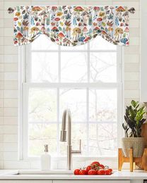 Curtain Mushroom Plant Retro Window Living Room Kitchen Cabinet Tie-up Valance Rod Pocket